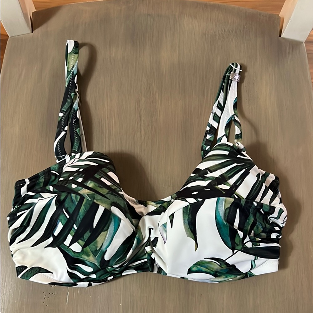 Fantasie Green and White Bustier Tank Top Bikini